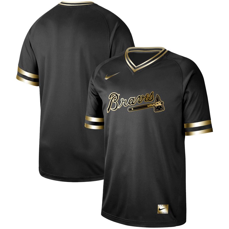 Men Atlanta Braves Blank Nike Black Gold MLB Jerseys